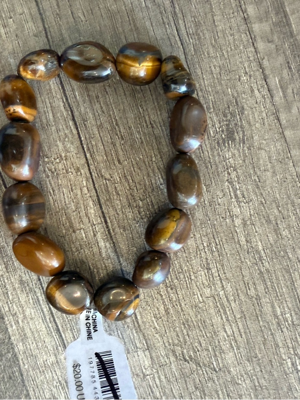 Free People Ariana Ost Crystal Stone Chunky Bracelet Tigers Eye Western Bohemian - Picture 6 of 7
